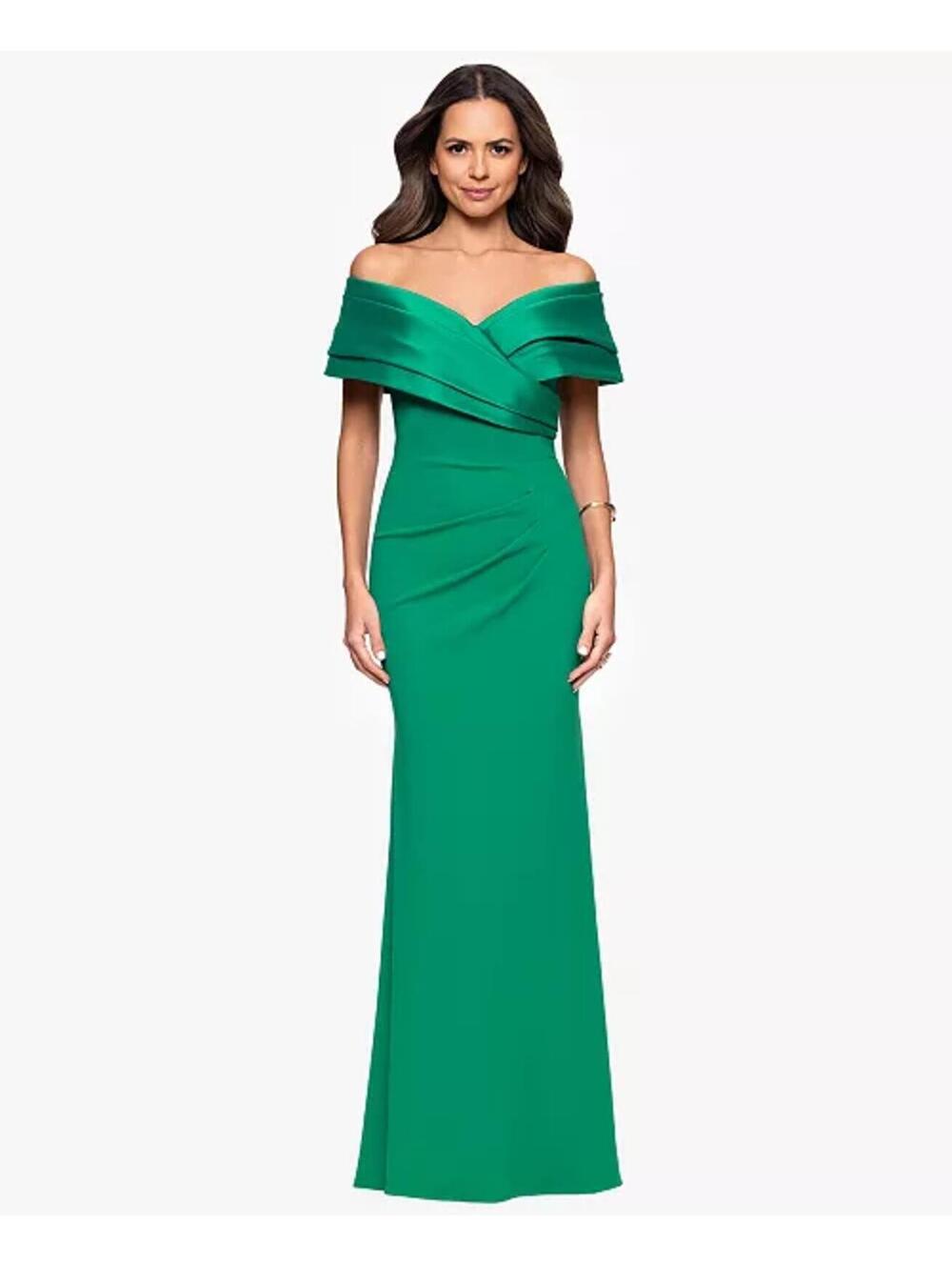 Betsy & Adam Women's Off-The-Shoulder Colorblocked Gown